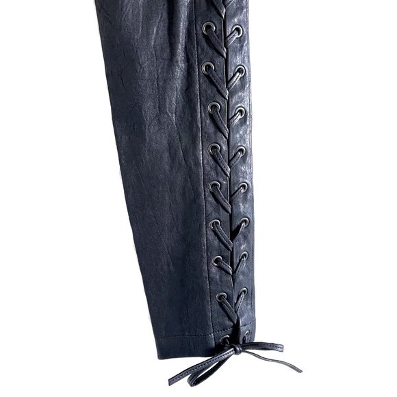 New A.L.C. ‘Dent’ Black Lace-Up Leather Pants Size 4 - Picture 12 of 13